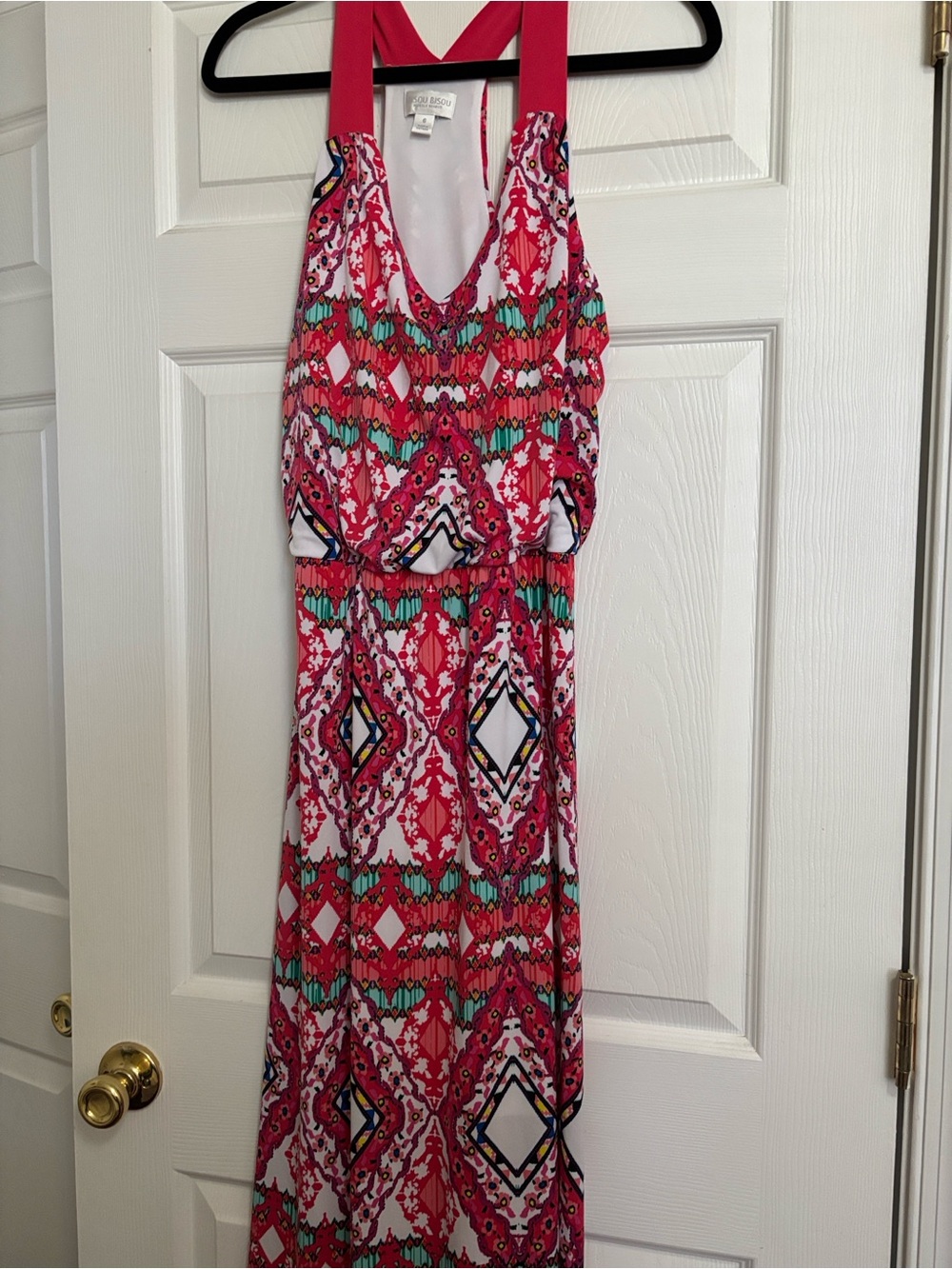Bisou Bisou Pink Multicolor Halter Maxi Dress
